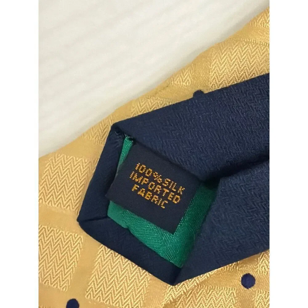 Tommy Hilfiger Yellow Blue Polka Dot Silk Men’s Necktie